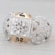 Diamond Scottish Rite Masonic Eagle Ring 10k Gold 32nd Degree Signet Size 10.25 picture