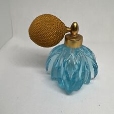 Vintage Aqua Blue Perfume Bottles (empty) w/ Working Atomizers 3 1/3” T x 2” W picture