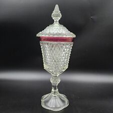 Vintage Indiana Glass Tiara Compote & Lid Diamond Point Urn Footed Stem 15