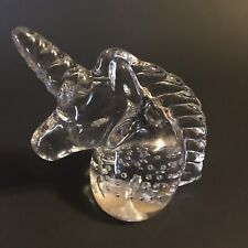 Art Glass Unicorn Paperweight Clear Bubble Glass Mythical Fantasy Creature picture
