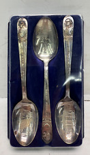 vintage silverplated presidential spoon set of 3 in box WM Rogers picture