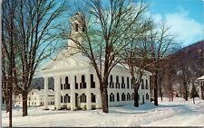 Windham County Court House ~ Newfane Vermont ~ 1950s-60s postcard ~ winter snow picture