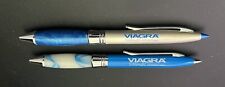 x2 - VIAGRA HEAVY METAL DRUG REP PENS - BLUE / WHITE MARBLE PATTERN - BLACK INK picture