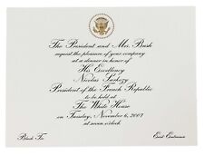2007 White House Dinner for French President Sarkozy - Invitation picture