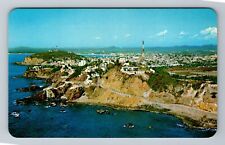 Mazatlán-Mexico, Panoramic Aerial View of Centenario Drive, Vintage Postcard picture