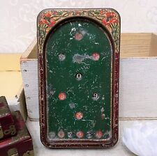 Rare Olibet French Antique Biscuit Tin Bagatelle c 1904 Pinball SHABBY Vintage picture