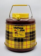 Vintage TARTAN JUG Insulated Metal Picnic Cooler - Yellow Plaid - 1950's Poloron picture