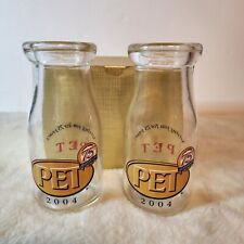 Vintage Half Pint Glass Farm Dairy Milk Bottle Pet 75th Anniversary Set Of Two picture