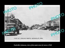 OLD LARGE HISTORIC PHOTO OF NASHVILLE ARKANSAS THE MAIN STREET & STORES c1940 picture