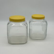 Vintage Hoosier Style Kitchen Cabinet Glass Jars With Plastic Lids picture