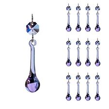 12pcs Raindrop Crystal Chandelier Prisms Parts, Colored 53mm Hanging Crystals... picture