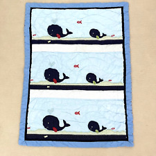 Handmade Happy Whales Embroidered Hand Stitch Baby/Toddler Cotton Crib Quilt picture
