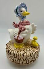 Vintage Mother Goose in Blue Bonnet w/ Duckling, Rotates & Plays Music *Read* picture