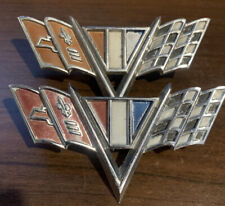 Set of Vintage Chevrolet Metal Emblem Hotrod Car Auto Oil Gas Chevy Flag 1964-67 picture