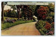 1949 Greetings From Brodhead Wisconsin WI, Dirt Road View Vintage Postcard picture