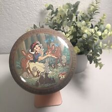 Vintage Walt Disney SNOW WHITE and the Seven Dwarfs CANDY TIN BOX ROUND 5in picture