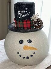 10” Holiday Winter Decor Frosted FROSTY Snowman Head Merry Christmas Hat  ❤️#3 picture
