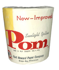 Vintage Pom Toilet Paper Sunlight Yellow New & Improved 500 2 Ply Sheets 1 Roll picture