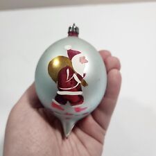 Vintage Poland Mercury Glass Tea Drop Ornament Santa Claus Blown Glass picture