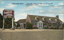 50s Highlands Grill Restaurant Knoxville Tennessee Vintage TN Linen Postcard picture