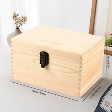 Lockable Wooden Suggestion Box Donation Box Ballot Box Charity Box W/ 2 Keys picture