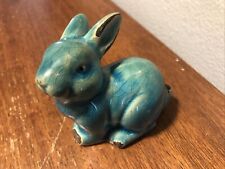 Antique Porcelain Rabbit ceramic Crackled Teal Aqua Blue bunny  figural pottery picture