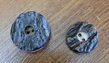 2 Vintage Bakelite Buttons with Bark Design - 1/2in & 3/4in picture