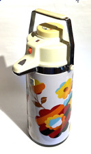Vintage Retro Coffee Air Pot Carafe with Pump Dispenser Floral Hot Cold picture