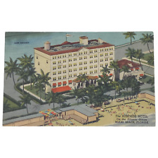 The Surfside Hotel On the Atlantic Ocean Miami Beach Florida Postcard Vtg Linen picture