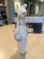 Lladro Hooded Shepherd Girl & Basket #4678 With Walking Stick- 8.5”-9”in picture