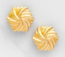 2 Avon Button Covers Set Pair Gold Tone Cuff Wedding Pinwheel Hexagon Swirl picture
