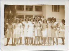 Ladies Photograph White Dresses Outside 1950s Florida Palm Trees 2 3/4 x 3 5/8 picture