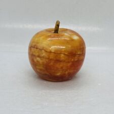 Vintage 1970s Solid Marble Stone Apple Paperweight Orange Tone 3” Heavy 33 picture
