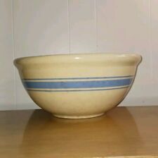 Antique WELLER Pottery Bowl Striped Yellow Ware Primitive Mixing Serving 14