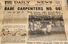 1927 BABE RUTH Hits 60th HOME RUN Headline Newspaper Front Page REPRINT picture