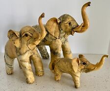 Vintage 3 Crushed Oyster Shell ELEPHANT Sculpture HANDMADE Folk Art Philippines picture