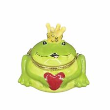 Frog Prince Hinged Trinket Jewelry Box Love Engagement Porcelain Kiss Gift picture