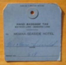 MATSON LINE - Used baggage tag stub - To Moana Seaside Hotel 1930s picture