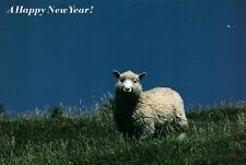 Happy New Year Cute Sheep On Hill Japan Vintage Postcard Unposted picture