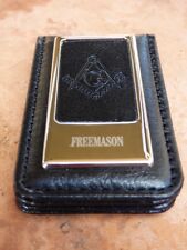 Masonic Money Clip, Square and Compass MASON FREEMASON LEATHER/STEEL BRAND NEW picture
