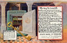 STERLING IL-State Bank of Sterling November 1909 Calendar Key To Wealth Postcard picture