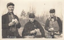 Antique Real Photo RPPC post card Interesting - 3 Men workers ? Casey Jim Ray picture