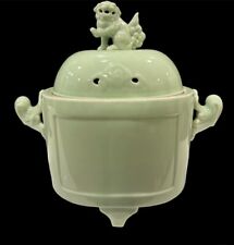 Vintage Celadon Vessel/Censer  With Foo Dog Finial TOYO Excellent Condition picture