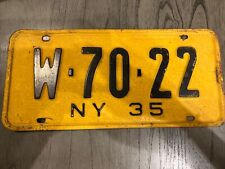 New York 1935 License Plate “W 7022” Original Paint picture