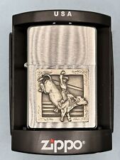 Vintage 2008 Bull Rider Emblem Chrome Zippo Lighter NEW picture