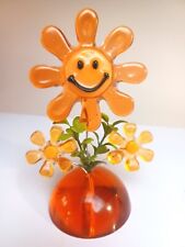 VINTAGE 70's SMILEY FLOWER SCULPTURE lucite acrylic resin mod mcm panton 60s picture