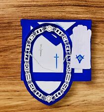 MASONIC BLUE LODGE OFFICER TYLER APRON SILVER CHAIN COLLAR AND JEWEL picture