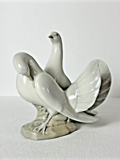 A Pair of Vintage Porceval White Porcelain Doves, Gloss Finish, Made in Spain. picture