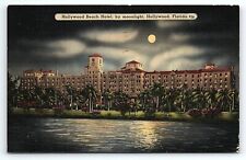 1944 HOLLYWOOD FLORIDA FL HOLLYWOOD BEACH HOTEL BY MOONLIGHT  POSTCARD P2675 picture