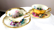 Vintage Occupied Japan Yamaka China Gold and Floral Pattern 2 sets Cup & Saucer  picture